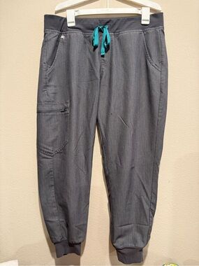 Figs Women’s Dark Gray Joggers with Teal Drawstring